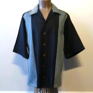 Stylish 1pc Men's Black and Blue  Button-Up Shirt